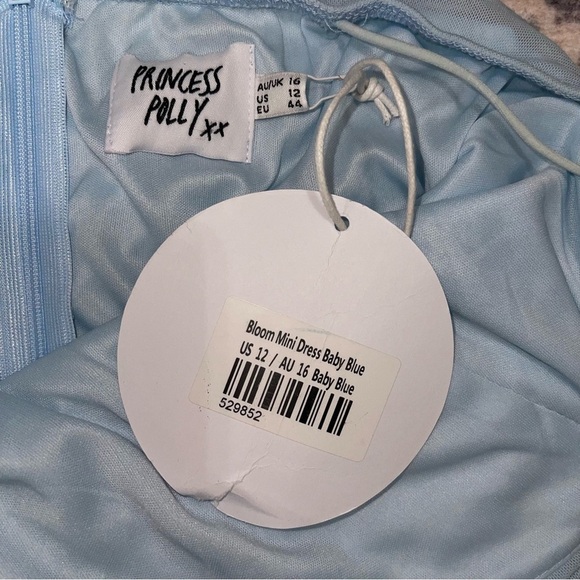 NWT PRINCESS POLLY BLOOM MINI DRESS BABY BLUE SIZE 12 - Picture 5 of 6